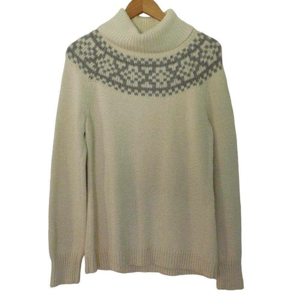 Talbots Womens Turtleneck Sweater Cream Ivory‎ Wool Mohair Cotton Size Large